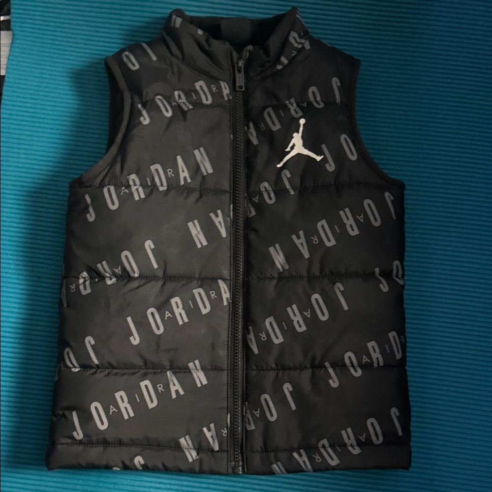 Jordan Black and Gray Logo Puffer Vest
